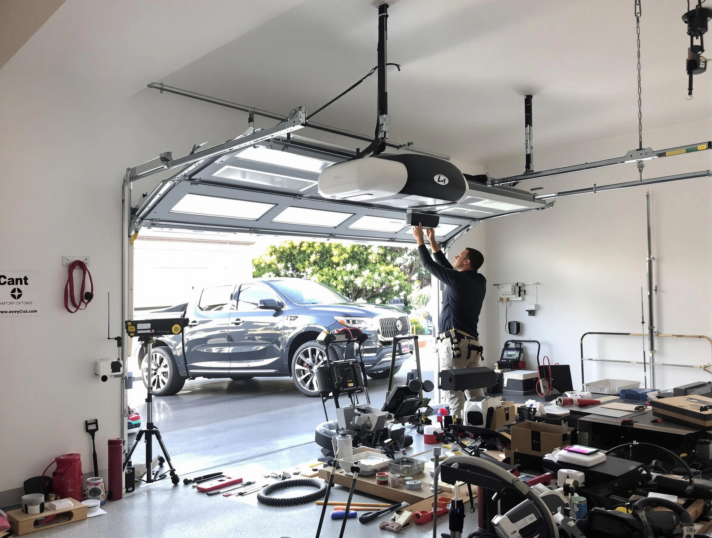 Tolleson Garage Door Repair specialist installing smart garage door opener system in Tolleson home