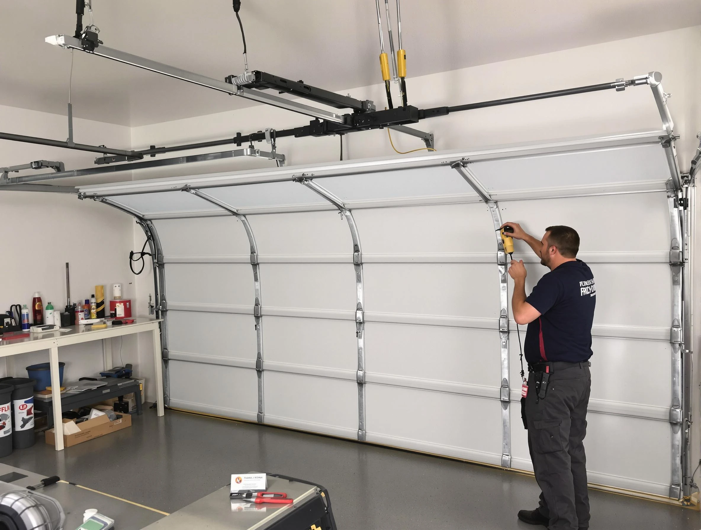 Tolleson Garage Door Repair certified technician performing overhead door system repair in Tolleson