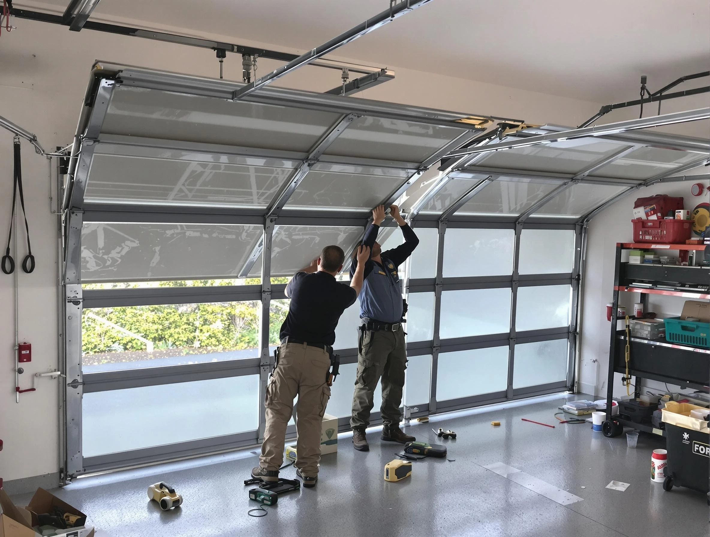 Tolleson Garage Door Repair expert performing precise panel replacement on Tolleson garage door