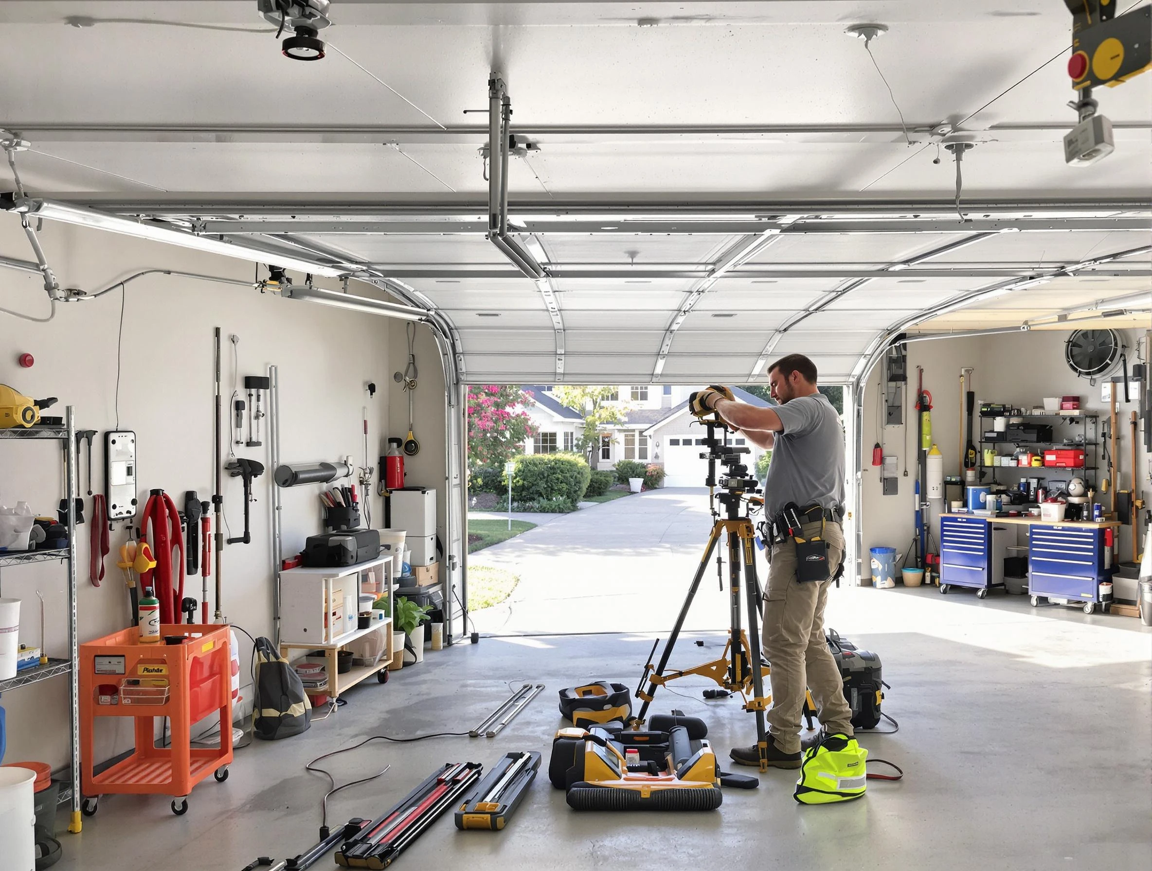 Tolleson Garage Door Repair specialist performing laser-guided track alignment in Tolleson